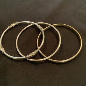 Stackable Gold-Tone and Silver-Tone Women's Bangle Bracelet Set
